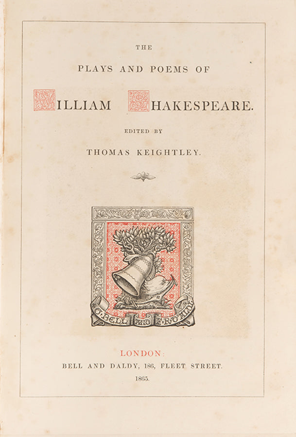 A handsome copy of the complete works of William Shakespeare, bound in contemporary tan calf gilt with the arms of the Hulme Trust to both covers.
