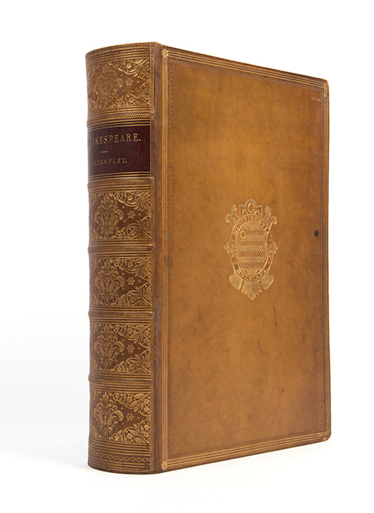 A handsome copy of the complete works of William Shakespeare, bound in contemporary tan calf gilt with the arms of the Hulme Trust to both covers.