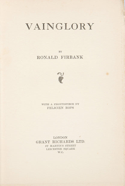 First edition of Vinglory by A.A.R. Firbank in the dustjacket.
