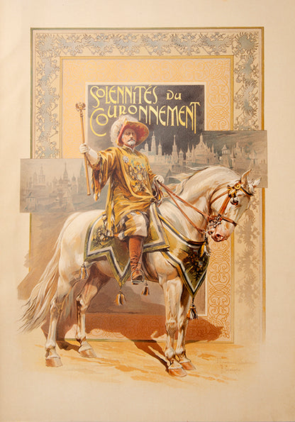Tsar Nicholas II's coronation in the elaborate deluxe binding designed by Samokish complete with the gold medallion.