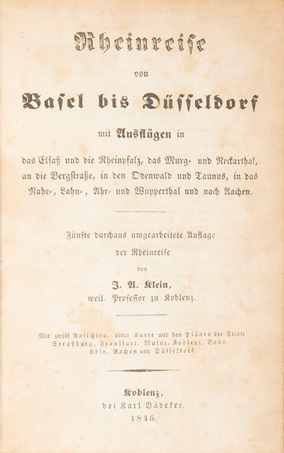Plans include Strassburg, Frankfurt, Heidelberg, Bonn, Cologne and Aachen.