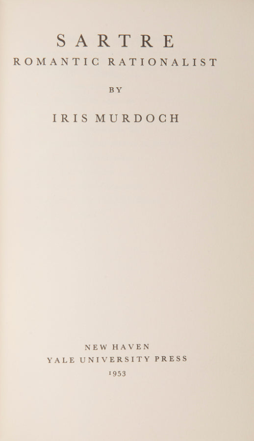 First US edition of Sartre: Romantic Rationalist by Iris Murdoch, the author's first book.