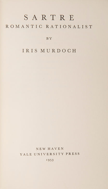 First US edition of Sartre: Romantic Rationalist by Iris Murdoch, the author's first book.