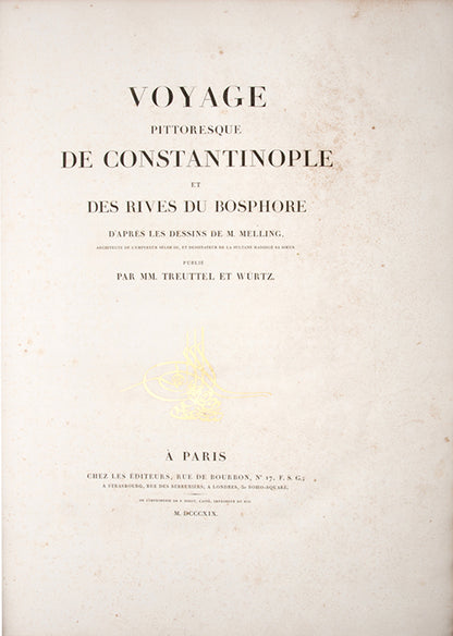 A superior unfolded copy of the first edition of Antoine Melling's magnificent work on Constantinople. 'one of the finest topographical illustrated books ever produced' (Koç). Unfolded examples rarely appear on the market.