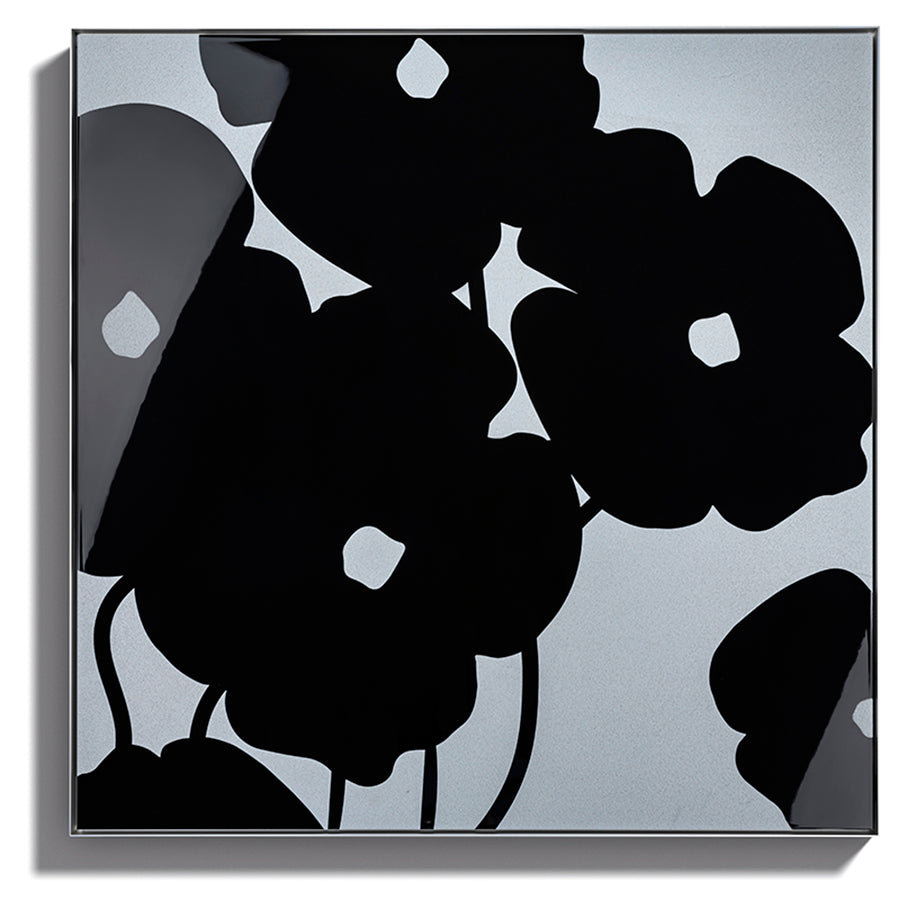 Donald Sultan, Black Poppies in Cement, 2024, acrylic and concrete high rendered print on aluminium, signed by the artist, from the edition of 20