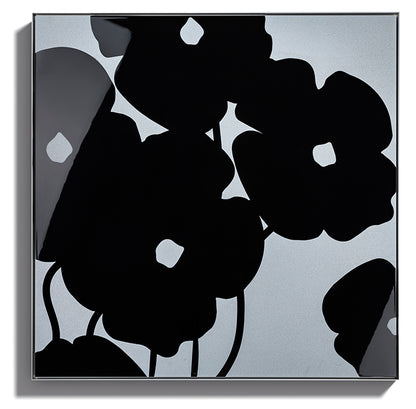 Donald Sultan, Black Poppies in Cement, 2024, acrylic and concrete high rendered print on aluminium, signed by the artist, from the edition of 20
