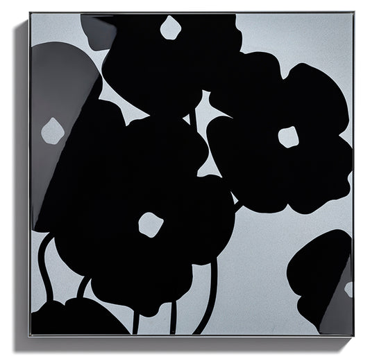Donald Sultan, Black Poppies in Cement, 2024, acrylic and concrete high rendered print on aluminium, signed by the artist, from the edition of 20