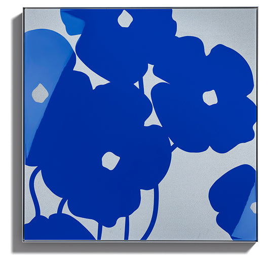Donald Sultan, Blue Poppies in Cement, 2024, acrylic and concrete high rendered print on aluminium, signed by the artist, from the edition of 20
