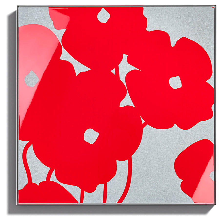 Donald Sultan, Red Poppies in Cement, 2024, acrylic and concrete high rendered print on aluminium, signed by the artist, from the edition of 20