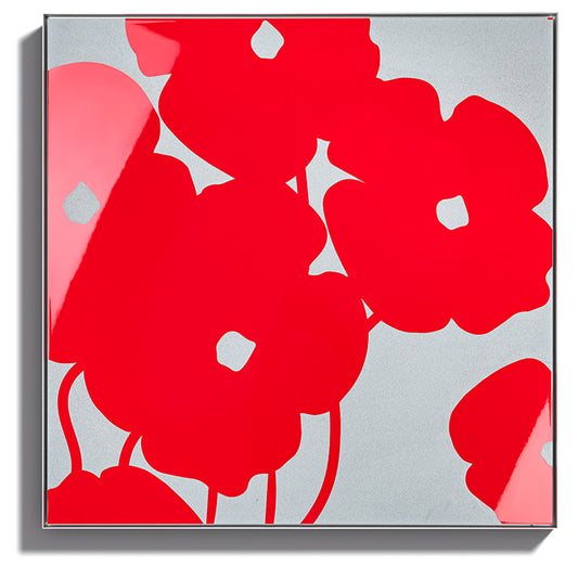 Donald Sultan, Red Poppies in Cement, 2024, acrylic and concrete high rendered print on aluminium, signed by the artist, from the edition of 20