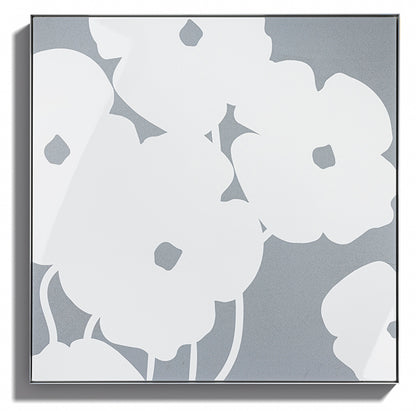 Donald Sultan, White Poppies in Cement, 2024, acrylic and concrete high rendered print on aluminium, signed by the artist, from the edition of 20
