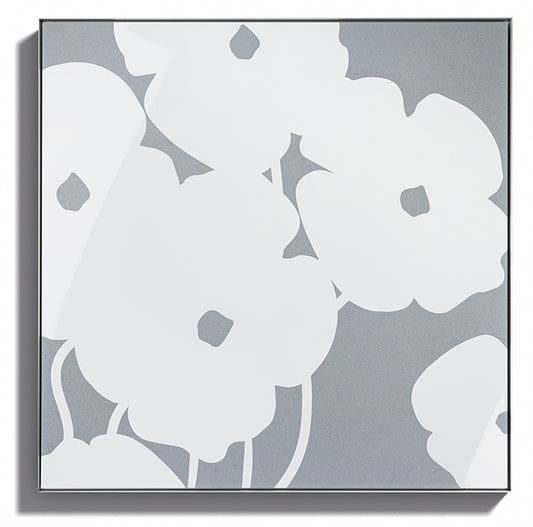 Donald Sultan, White Poppies in Cement, 2024, acrylic and concrete high rendered print on aluminium, signed by the artist, from the edition of 20