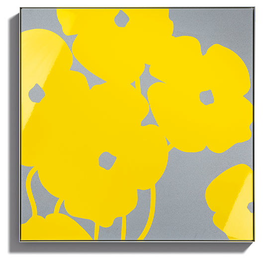 Donald Sultan, Yellow Poppies in Cement, 2024, acrylic and concrete high rendered print on aluminium, signed by the artist, from the edition of 20