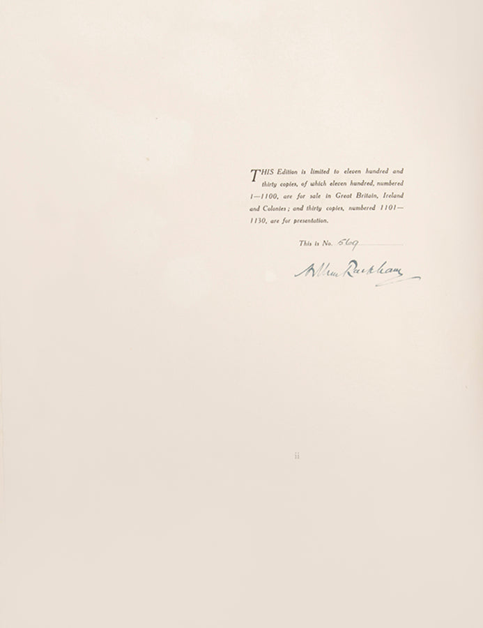 A beautifully illustrated edition of Charles Perrault's Mother Goose Old Nursery Rhymes, illustrated and signed by Arthur Rackham, the deluxe issue with 13 colour illustrations