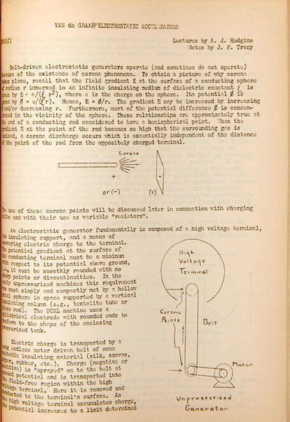 Rare set of mimeographed lecture notes from an experimental physics course connected with Berkeley's Radiation Laboratory, with chapters by three Nobel Prize winners, 1950.