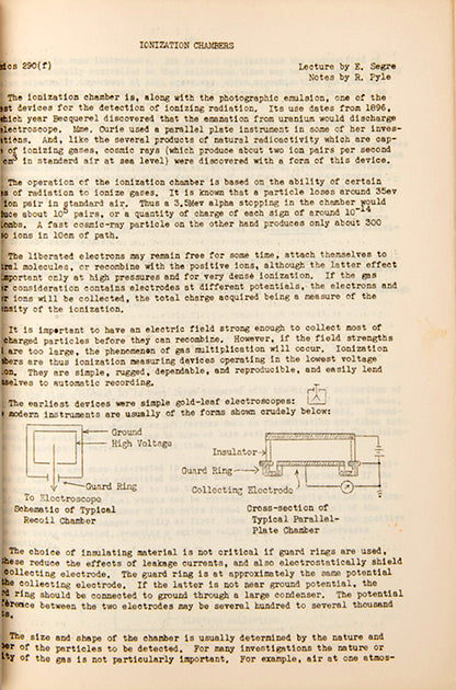 Rare set of mimeographed lecture notes from an experimental physics course connected with Berkeley's Radiation Laboratory, with chapters by three Nobel Prize winners, 1950.