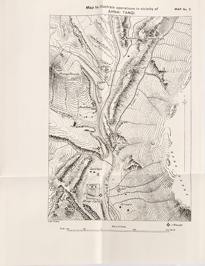 The scarce official account of the Waziristan campaign 1919–1920, and preceding 1917 conflict, with copious views and maps of the scarcely traversed terrain and landscape of Waziristan.