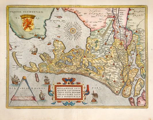 HOLLANDIAE ANTIQVORVM CAT THORVM SEDIS NOVA DESCRIPTIO, AVCTORE IACO BO A DAVENTRIA.