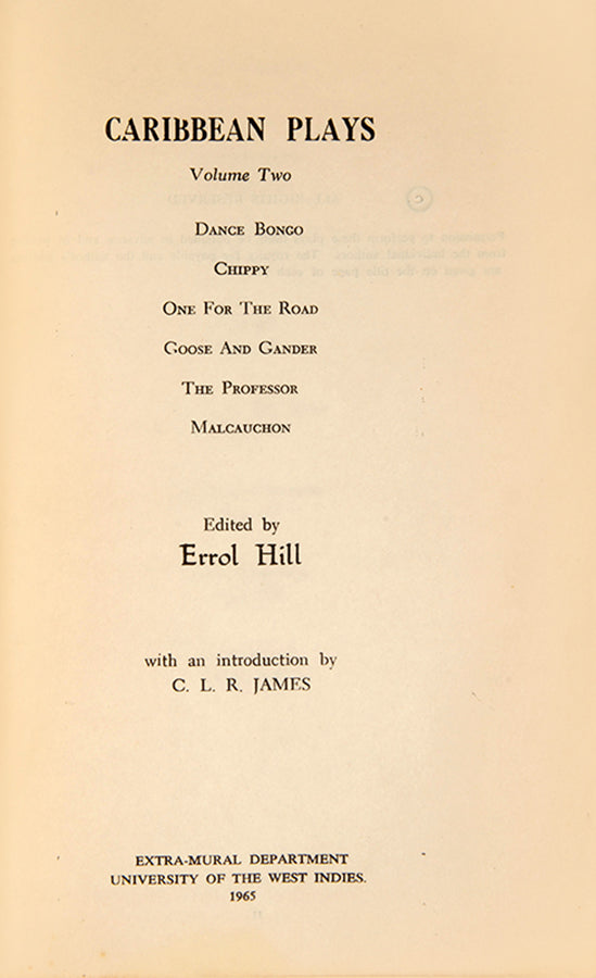 First edition of Caribbean Plays Volume Two, edited by Errol Hill.