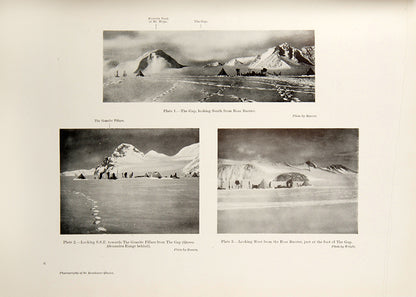 First edition of this scarce scientific report detailing the geological and glaciological observations of the Beardmore Glacier region, collected during the 'Terra Nova' expedition. Particularly notable for its inclusion of numerous photographs and sketches by Edward Wilson, as well as a fold-out map tracing the journey to the South Pole.