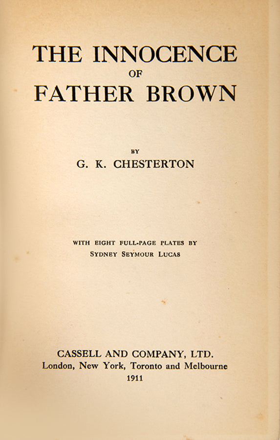 First edition of The Innocence of Father Brown, a collection of short stories introducing the character of Father Brown.