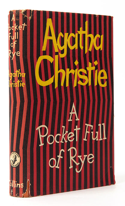 First edition of A Pocket Full of Rye by Agatha Christie, marking the sixth appearance of Miss Marple in novel form