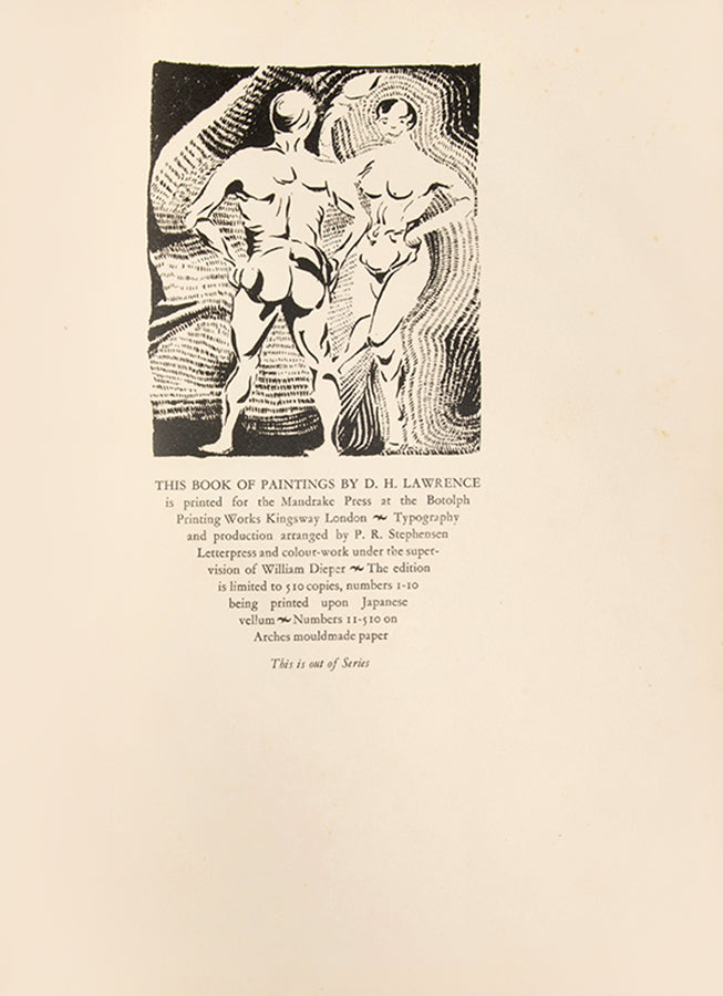 First edition of The Paintings of D.H. Lawrence, inscribed by the publishers.