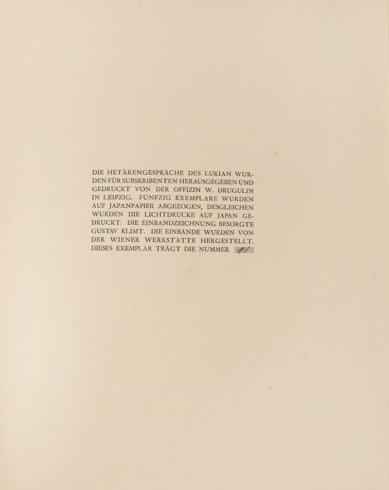 A fine example of a scarce and early work illustrated by Gustav Klimt. One of Jugenstil's most beautiful books.