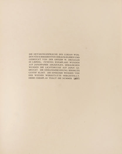 A fine example of a scarce and early work illustrated by Gustav Klimt. One of Jugenstil's most beautiful books.
