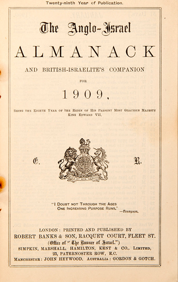 The Anglo-Israel Almanack and Diary and British-Israelites' Companion for 1909.