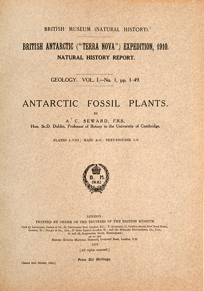 First editions of the Geology section of the Natural History Museum's series of scientific reports which resulted from the Terra Nova expedition. With two manuscript letters from Sir Raymond Priestley to the principal author Walter Smith.