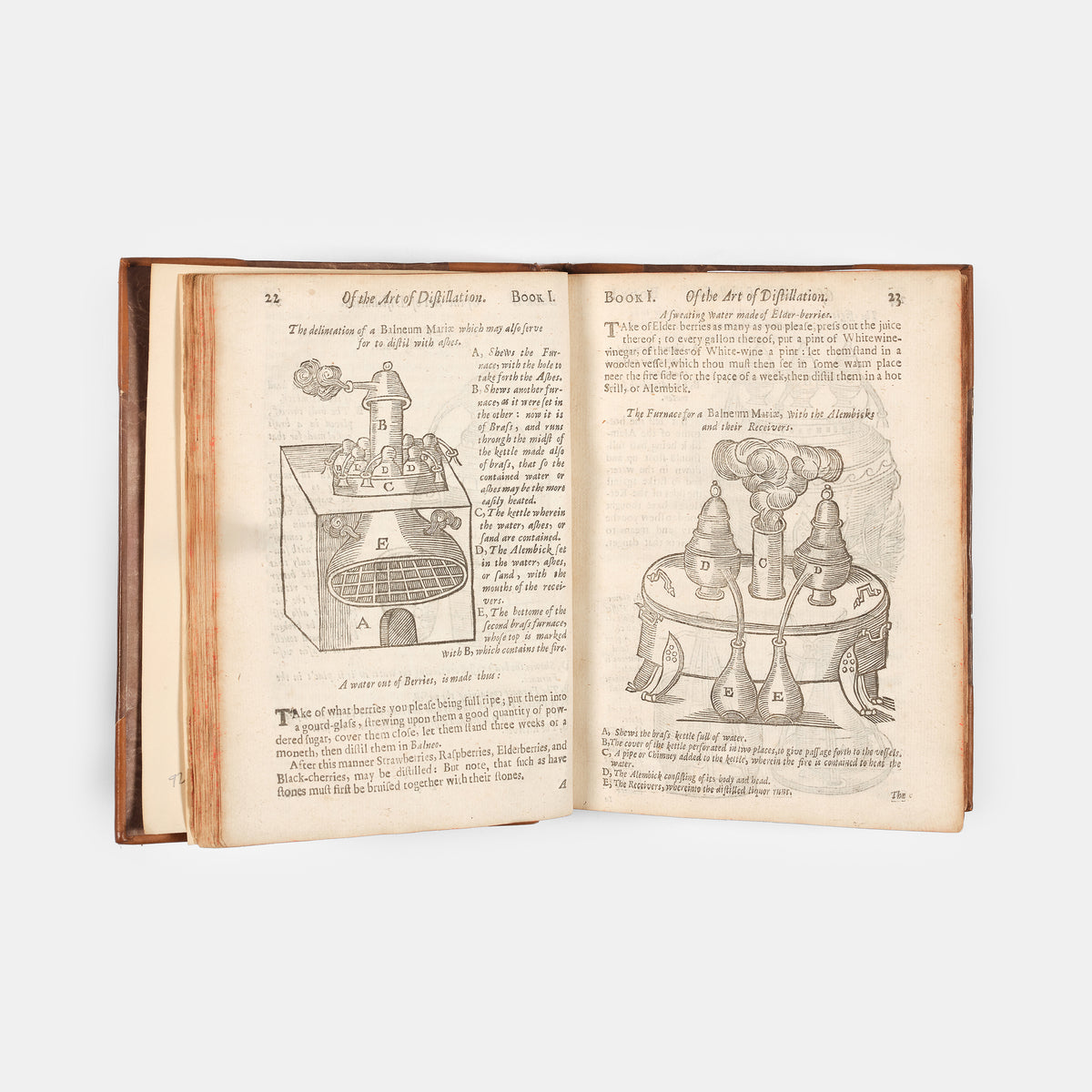The enlarged third edition of physician John French's work on the distillation of pharmaceuticals, The Art of Distillation, with numerous woodcut illustrations, 1664.