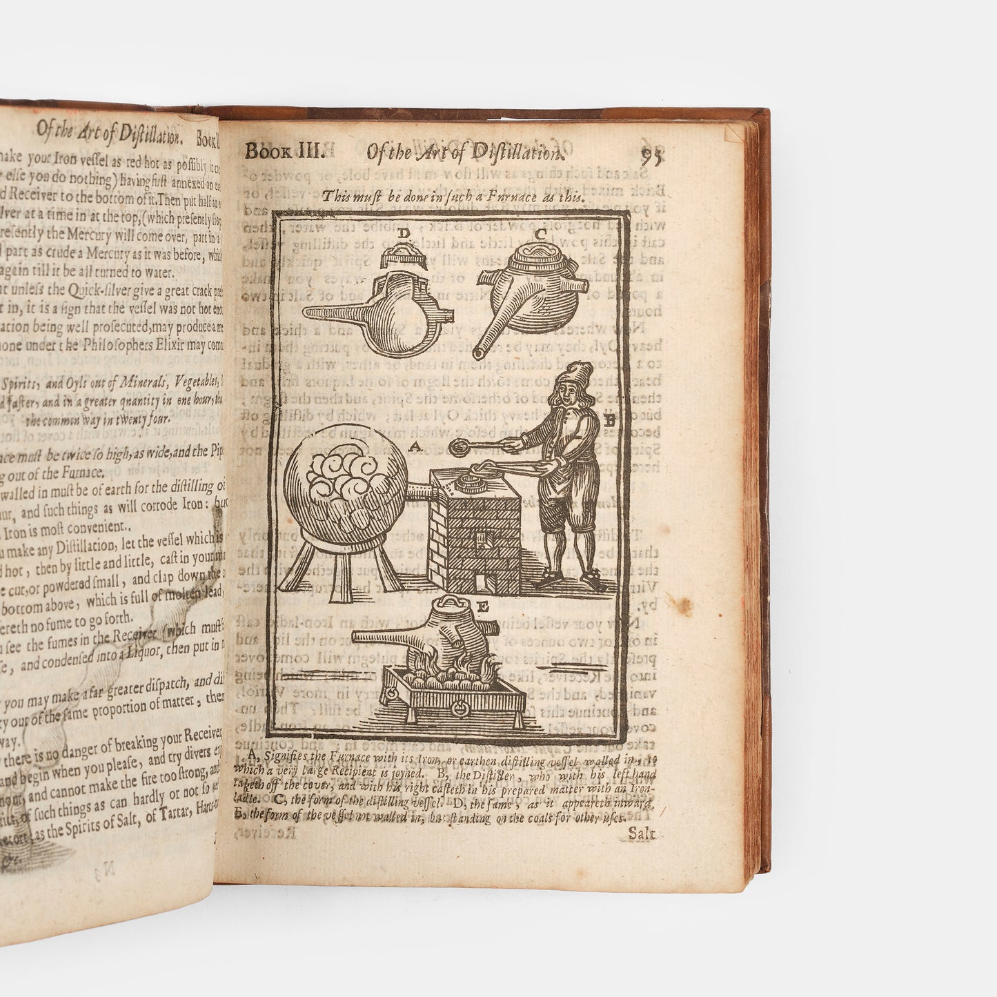 The enlarged third edition of physician John French's work on the distillation of pharmaceuticals, The Art of Distillation, with numerous woodcut illustrations, 1664.