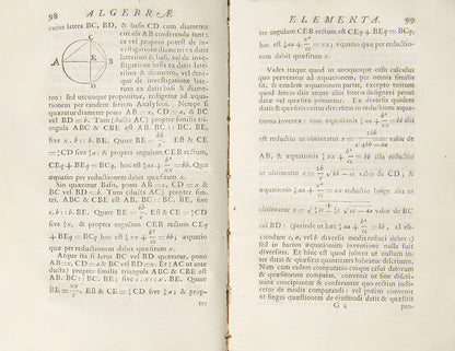 The first edition of Arithmetica Universalis, Isaac Newton's most read and republished mathematical work, edited by William Whiston and published in 1707.