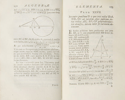 The first edition of Arithmetica Universalis, Isaac Newton's most read and republished mathematical work, edited by William Whiston and published in 1707.