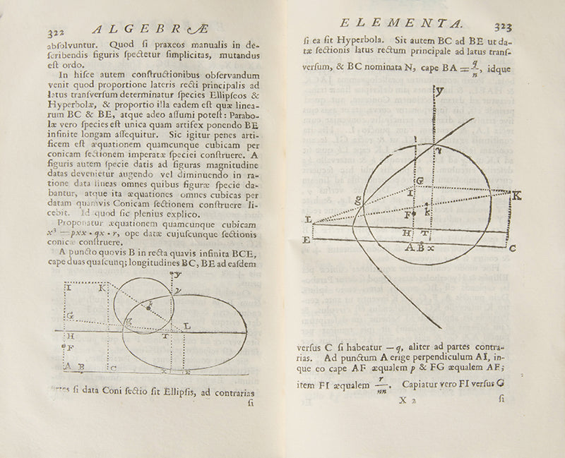 The first edition of Arithmetica Universalis, Isaac Newton's most read and republished mathematical work, edited by William Whiston and published in 1707.