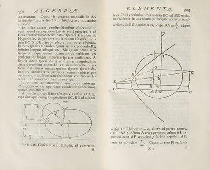 The first edition of Arithmetica Universalis, Isaac Newton's most read and republished mathematical work, edited by William Whiston and published in 1707.