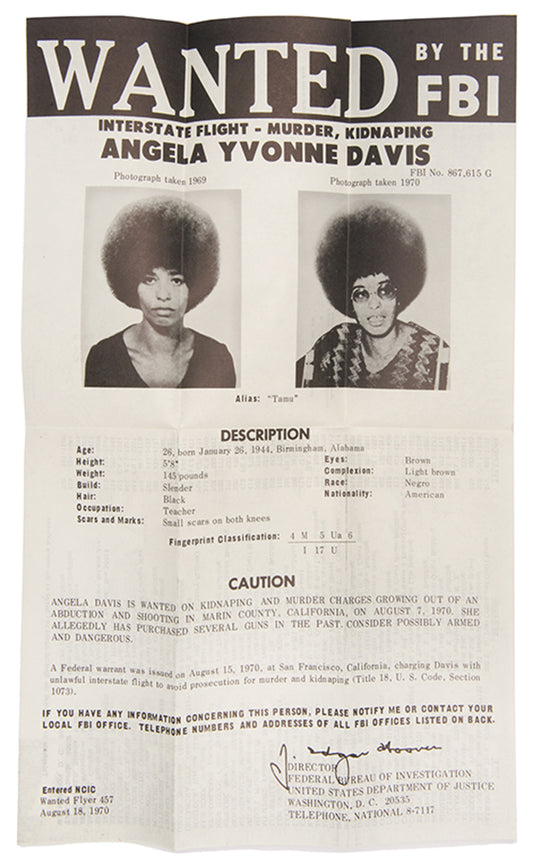 FBI wanted poster for Angela Davis.