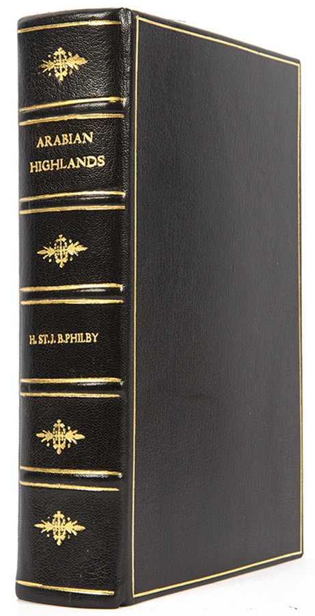 First edition of Harry St. John Philby's Arabian Highlands. This book chronicles Philby's journey to the Southwest of Saudi Arabia in 1936-1937 which were at the time almost unknown and uncharted. 
