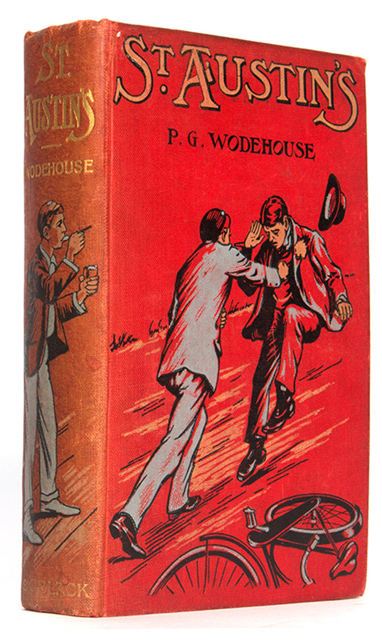 First edition of Tales of Saint Austin's by P.G. Wodehouse, with The Captain magazine prize plate.