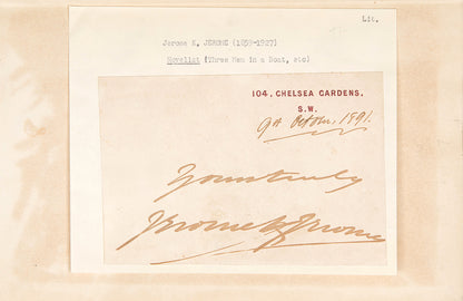 First edition, first printing of Three Men in a Boat by Jerome K. Jerome, with the author's clipped signature.