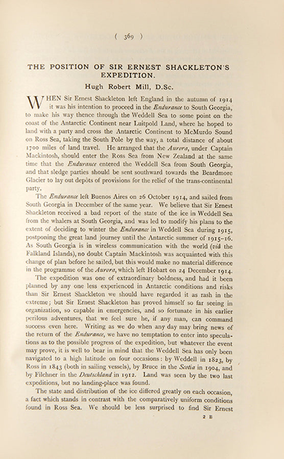 First editions of two articles relating to the Endurance expedition from April and May of 1916. 