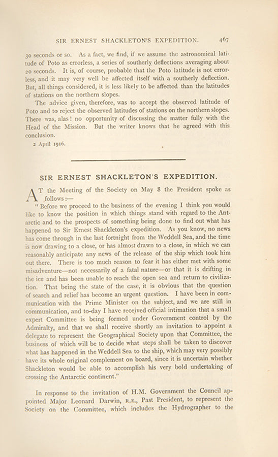 First editions of two articles relating to the Endurance expedition from April and May of 1916. 