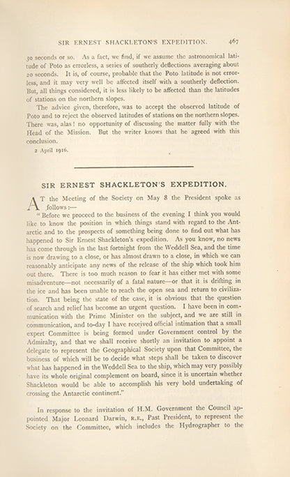 First editions of two articles relating to the Endurance expedition from April and May of 1916. 