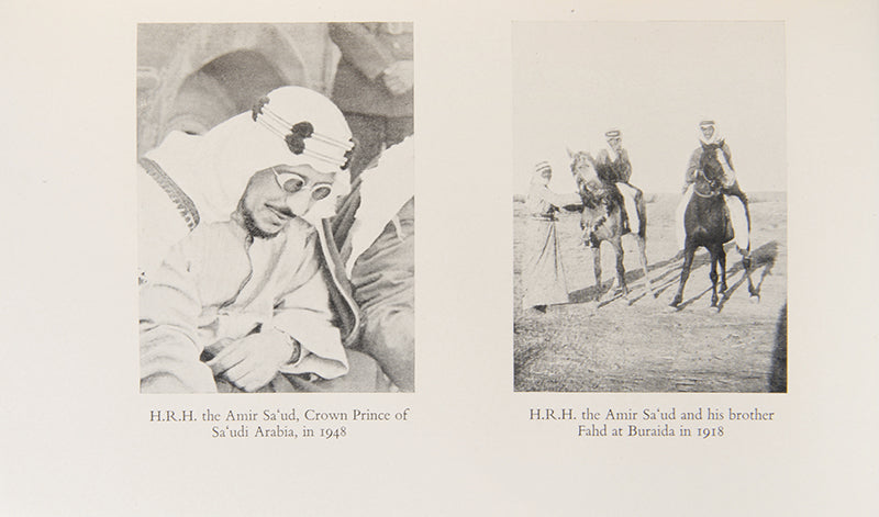 Finely bound first edition of Harry St. John Philby's Arabian Jubilee, the first full-length biography of King Saud.