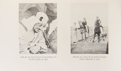 Finely bound first edition of Harry St. John Philby's Arabian Jubilee, the first full-length biography of King Saud.