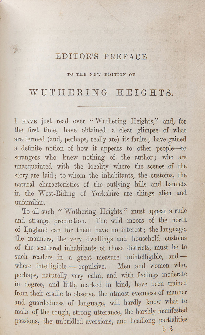 Second edition, first issue of Wuthering Heights and Agnes Grey by Emily and Anne Bronte, the first state of this edition can identified by '1850' on the title page