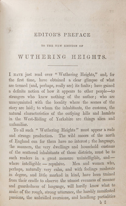 Second edition, first issue of Wuthering Heights and Agnes Grey by Emily and Anne Bronte, the first state of this edition can identified by '1850' on the title page