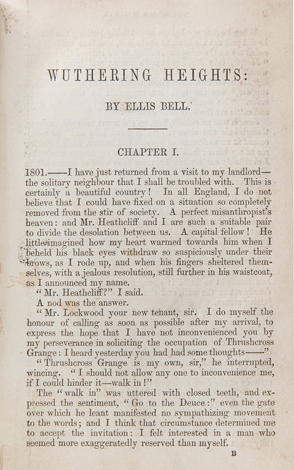 Second edition, first issue of Wuthering Heights and Agnes Grey by Emily and Anne Bronte, the first state of this edition can identified by '1850' on the title page