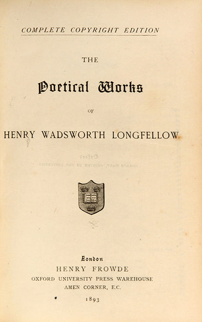A lovely copy of Henry Wadsworth Longfellow's Poetical Works in a contemporary tree-calf binding.